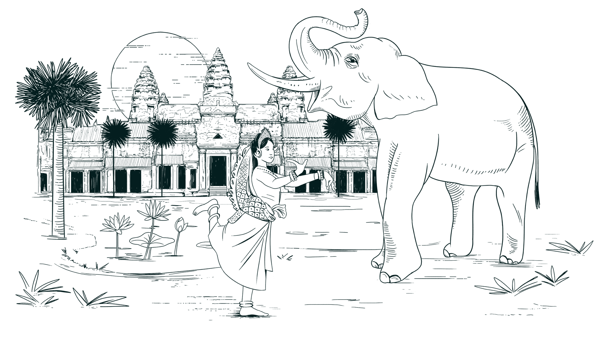 Vietnam traditional architecture illustration